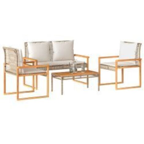 Salon de jardin avec coussins 4pcs mélange beige résine tressée (1/5)
