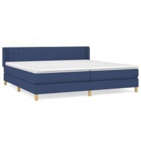 Sommier à lattes de lit avec matelas Bleu 200x200 Tissu (1/5)