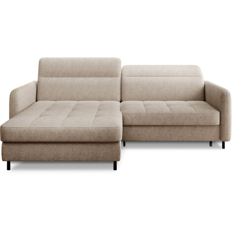 Petit canapé d’angle convertible tissu Kunder angle gauche-Beige foncé-angle gauche (1/5)
