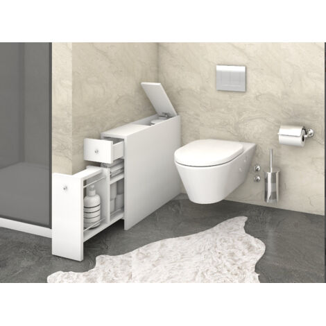 Petit rangement de toilette bois blanc Smarty (1/5)