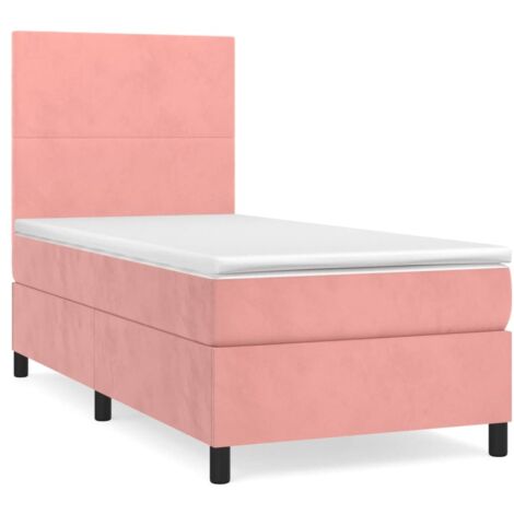 Lit à sommier tapissier et matelas Rose 80x200 Velours 4 (1/5)