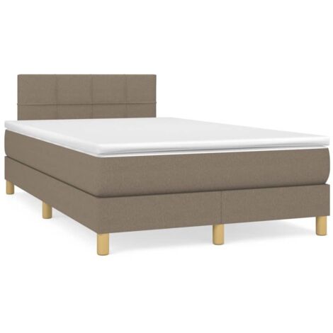 Sommier à lattes de lit matelas et LED taupe 120x190 tissu (1/5)