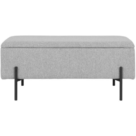 Banc avec coffre de rangement WATFORD 95cm - Tissu ou velours-Gris (1/5)