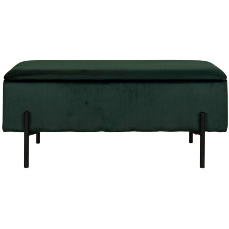 Banc avec coffre de rangement WATFORD 95cm - Tissu ou velours-Vert (1/9)