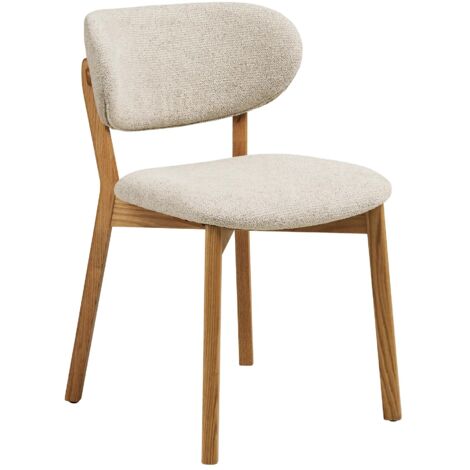Les Tendances – Chaise de salle à manger en chêne massif – Revêtement tissu beige – Assise ergonomique – Dimensions L 52 x P 59 x H 82 cm (1/5)