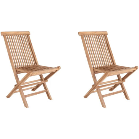 Lot de 2 chaises de jardin pliantes en bois de teck TOLEDO (1/5)