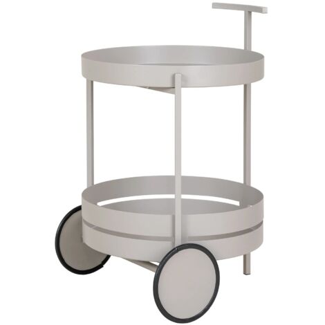 Chariot de bar 2 étagères en acier gris BEJA (1/5)