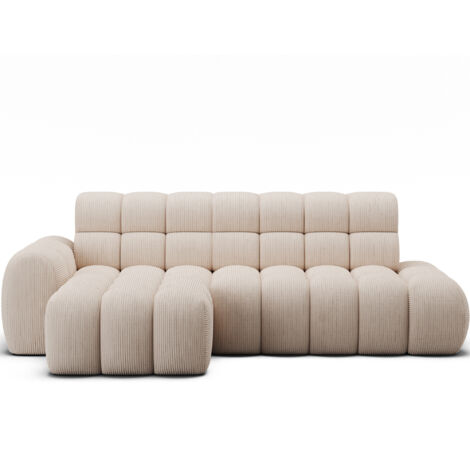 Canapé d’angle convertible tissu KINDO – Avec assise électrique angle gauche-Beige clair-angle gauche (1/5)