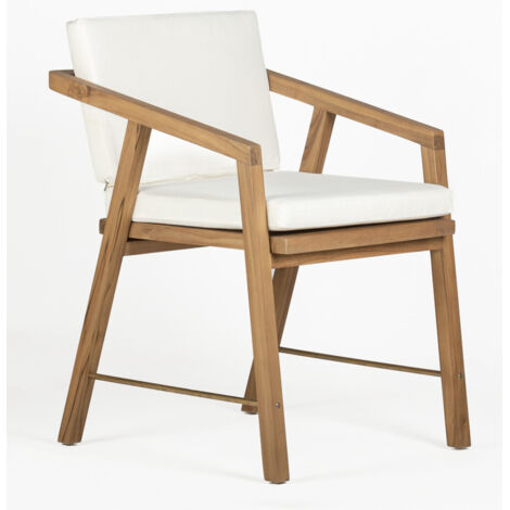 Fauteuil en bois de teck et tissu blanc KIRO (1/5)
