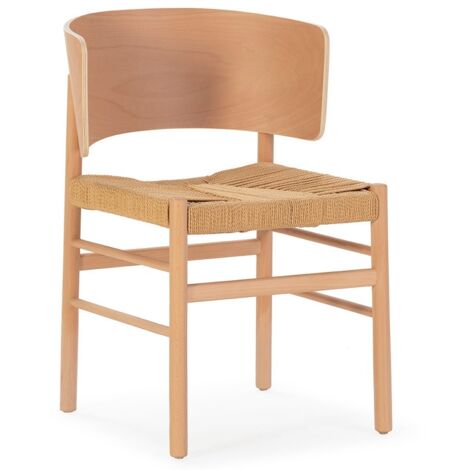 Chaise en bois de hêtre naturel et corde KANURA (1/4)