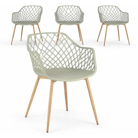 Lot de 4 chaises Optik - Polyvalentes pour intérieur et éxtérieur-Vert (1/5)