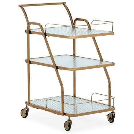 Chariot de bar LIVIO en métal et verre doré – 63cm (1/4)