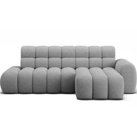 Canapé d’angle convertible tissu KINDO – Avec assise électrique angle droit-Gris clair-angle droit (1/5)