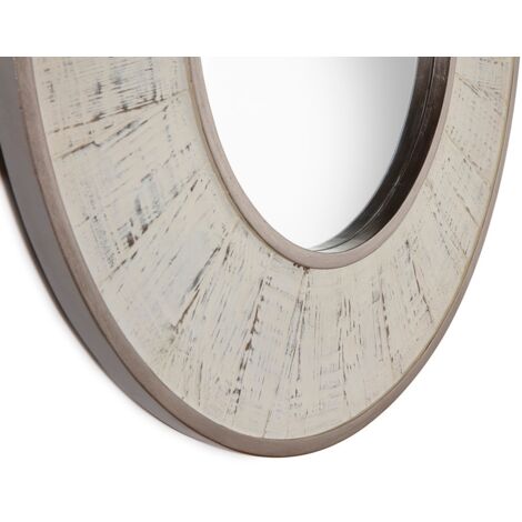 Miroir rond fait main en bois de châtaignier, décoration murale