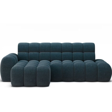 Canapé d’angle convertible tissu KINDO – Avec assise électrique angle gauche-Bleu canard-angle gauche (1/5)