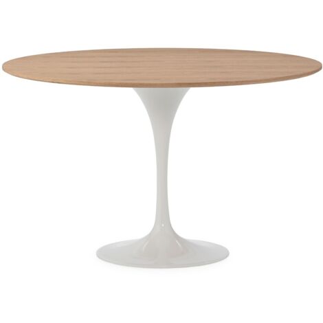 Table ronde LOUKA bois de frêne naturel et pied en alu blanc – Ø120cm (1/2)