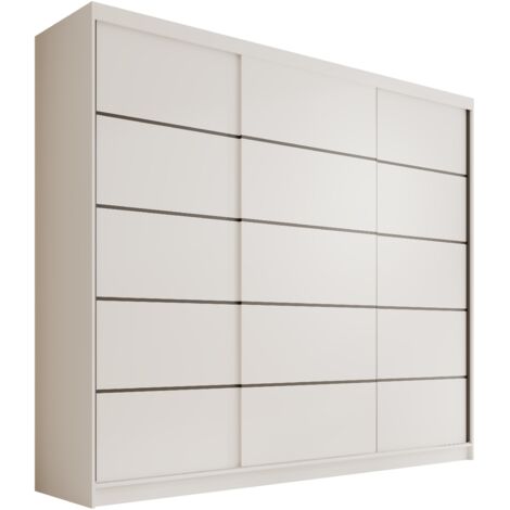 Armoire coulissante 3 portes ANLY 250cm – Grand dressing moderne et fonctionne-Blanc