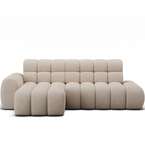 Canapé d’angle convertible tissu KINDO – Avec assise électrique angle gauche-Beige-angle gauche (1/5)