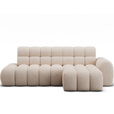 Canapé d’angle convertible tissu KINDO – Avec assise électrique angle droit-Beige clair-angle droit (1/5)