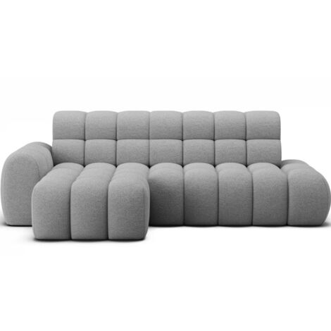 Canapé d’angle convertible tissu KINDO – Avec assise électrique angle gauche-Gris clair-angle gauche (1/5)