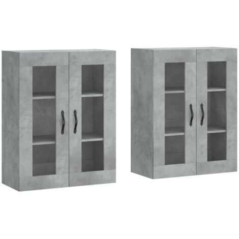 Armoires murales 2 pcs gris béton bois d'ingénierie (1/5)