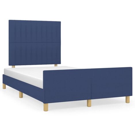 Cadre de lit avec tête de lit bleu 120x190 tissu (1/5)