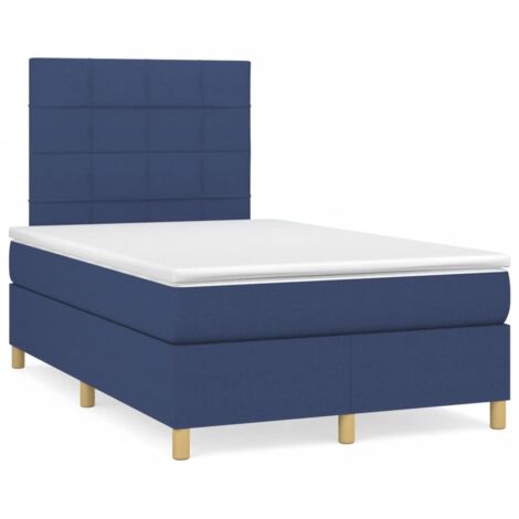 Sommier à lattes de lit matelas et LED bleu 120x190 tissu (1/5)
