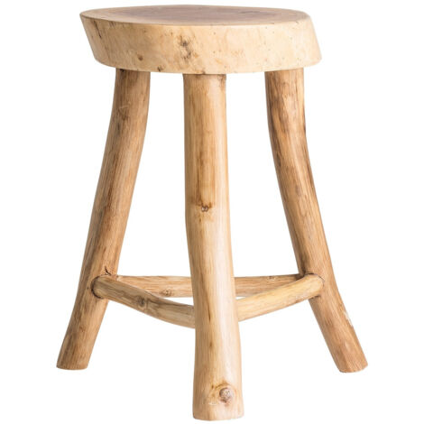 Tabouret bas bois de suar massif clair Jouhann (1/3)