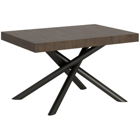 Table extensible design pieds arrondis entrelacés anthracite Zeus 120 à 224 cm 2 rallonges épaisses-Marron-2 rallonges épaisses-120 à 224 cm (1/5)