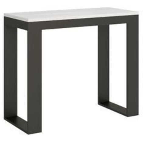 Console extensible bois et acier Tiroz evolution 3 rallonges Sur roulettes-Blanc-Sur roulettes-3 rallonges (1/5)