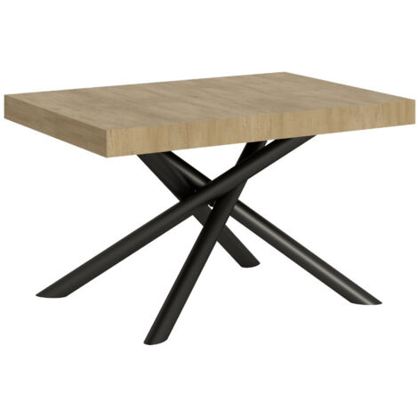 Table extensible design pieds arrondis entrelacés anthracite Zeus 5 rallonges fines 130 à 390 cm-Naturel-5 rallonges fines-130 à 390 cm (1/5)