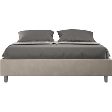 Cadre de lit 39cm en microfibre Avika - Minimalisme et Modernité Sommier-Beige-180x200-Option Sommier (1/5)
