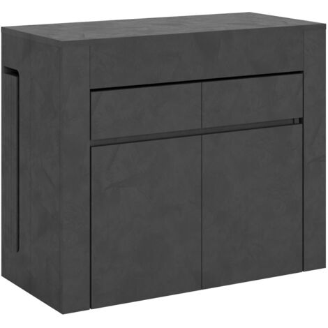 Pack console extensible et 2 bancs extensibles jusqu'à 300cm Kalius-Gris anthracite