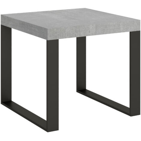 Petite table carrée extensible 90x90-246 Tiroz 3 rallonges fines 4 pieds-Gris ciment-4 pieds-3 rallonges fines (1/5)