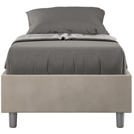 Cadre de lit 39cm en microfibre Avika - Minimalisme et Modernité Sans sommier-Beige-90x190 (1/5)