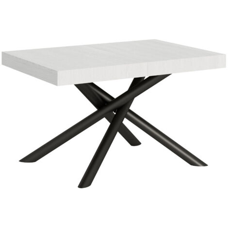 Table extensible design pieds arrondis entrelacés anthracite Zeus 2 rallonges épaisses 130 à 234 cm-Blanc-2 rallonges épaisses-130 à 234 cm (1/5)