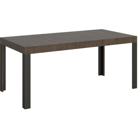 Table extensible bois pieds bois et acier anthracite Liva 160 à 264 cm Sur roulettes-Marron-Sur roulettes-160 à 264 cm (1/5)