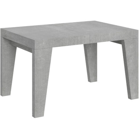 Table à manger extensible bois Naxo 2 rallonges fines 120 à 224 cm 2 pieds-Gris ciment-2 pieds-2 rallonges fines-120 à 224 cm (1/5)