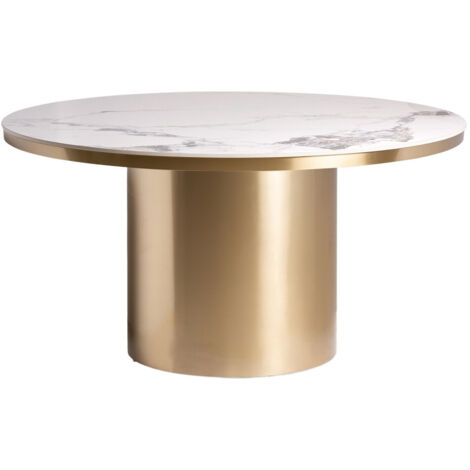 Table à manger ronde porcelaine et acier doré Tikah Ø150cm (1/5)