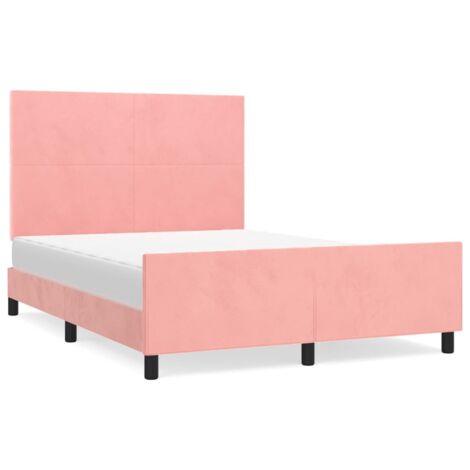 Lit avec tête de lit Rose 140x200 Velours (1/5)