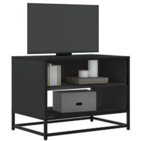 Meuble TV noir 61x40x46 bois d'ingénierie et métal (1/5)