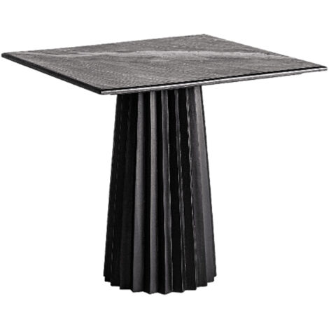 Table à manger carrée bois plissé et marbre 80cm José Manuel Ferrero d’Estudi-Noir (1/5)