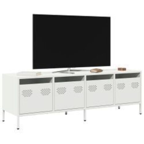 Meuble TV blanc 135x39x43,5 acier laminé à froid (1/5)
