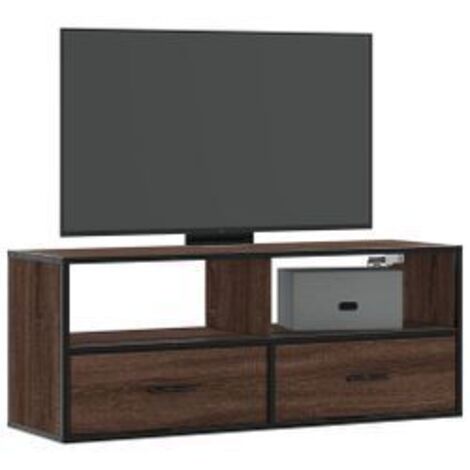 Meuble TV chêne marron 100x31x39,5 bois d'ingénierie et métal (1/5)