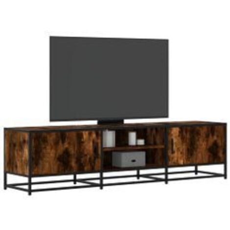Meuble TV chêne fumé 160x35x41 bois d'ingénierie et métal (1/5)