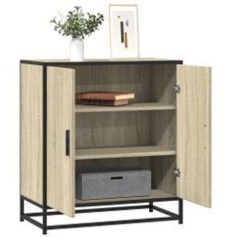 Buffet chêne sonoma 68x35x76 bois d'ingénierie et métal (1/5)
