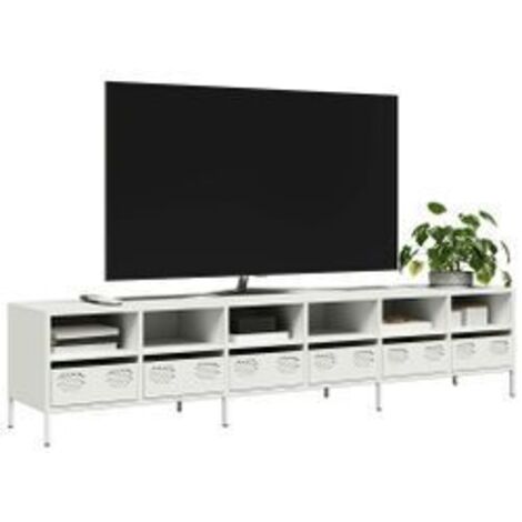 Meuble TV blanc 202x39x43,5 acier laminé à froid (1/5)
