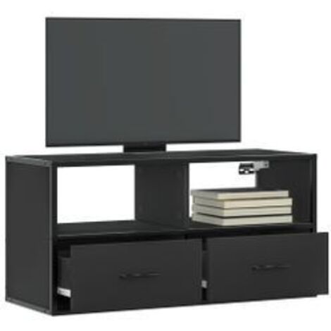 Meuble TV noir 80x31x39,5 bois d'ingénierie et métal (1/5)
