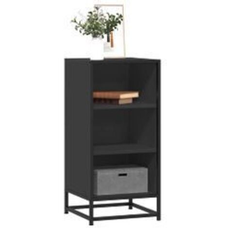 Buffet noir 35,5x35x76 bois d'ingénierie et métal (1/5)