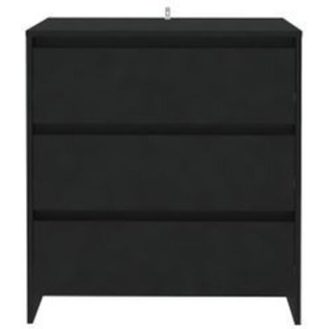 Commode 3 tiroirs en bois Klary 70cm - intemporelle et fonctionnelle-Noir (1/5)
